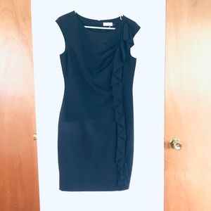 Calvin Klein ruffle career dress Navy sz 8 Medium